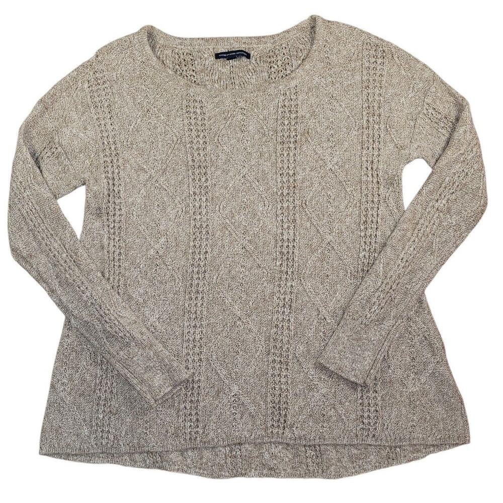 Beige Knit Sweater Blouse M Romantic Y2K Soft Girl Cozy Chic